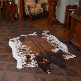 Alfombras Alfombra de cuero de vaca marrón de alta calidad Grande para sala de estar Tapetes Para Sala De Estar Alfombra de piel sintética Alfombra de moda