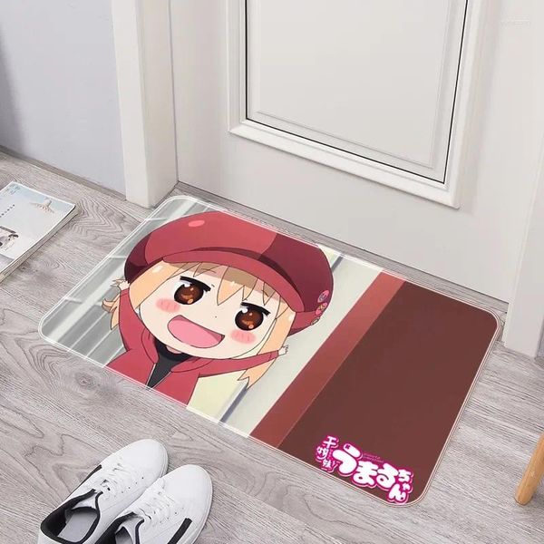 Carpets Himouto!Umaru-chan mignon non glissé de tapis de tapis d'entrée de maison pailtre anime kawaii bienvenue mat bathroon nattes de porte