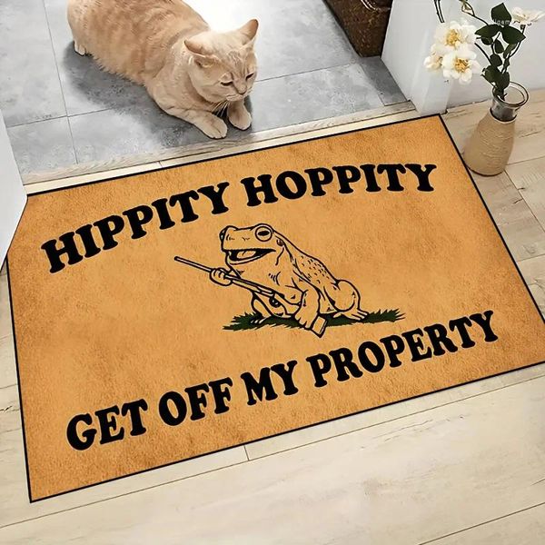 Carpets Hippity Hoppity Descendez de ma propriété rétro bienvenue pailtre décorative drôle grenouille avertissement de plancher de sol de sol de la ferme.