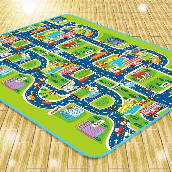 Tapis Décor à la maison Tapis de jeu pour enfants Tapis rampants Tapis pour salon pique-nique extérieur 130 160cm Mousse Cartoon City Tapis Alfombras