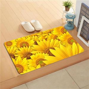 Alfombras Decoración del hogar Puerta de la puerta de la alfombra Mat de felpudo 40x60cm Impresión de girasol sin deslizamiento para la cocina Tapis Cocina