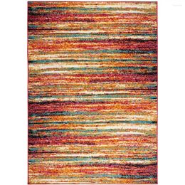 Carpets Home Dynamix Splash Cellis contemporain abstrait rayé de zone orange / bleu 3'3 "x4'3"