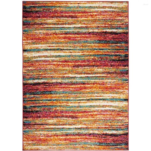 Carpets Home Dynamix Splash Cellis contemporain abstrait rayé de zone orange / bleu 3'3 