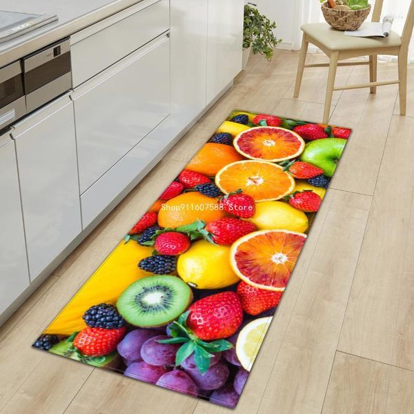 Tapis maison tapis de sol 3D imprimé fruits cuisine tapis porte tapis anti-dérapant intérieur paillasson tapis pour salon lavable