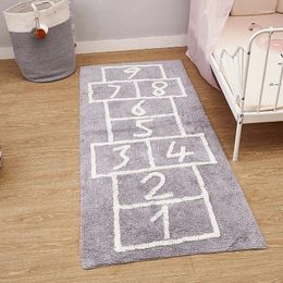 Tapis maison Po décorations tapis de jeu en coton nordique chambre d'enfants fille tapis de sol décoratif rose gris paillasson de salle de bain