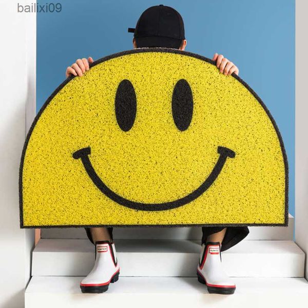 Tapis Accueil Smiley Face Paillasson Tapis PVC Tapis Antidérapant Tapis De Salon Tapis Personnalisé Tapis Peut Être Coupé Porche Couloir Entrée Porte Tapis T230519