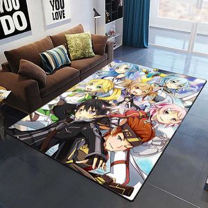 Alfombras Hot Anime SAO Sword Art Online Casa moderna Sala de estar Piso Mate Dormitorio Alfombra Póster Mat Patrón Decorativo Alfombra cuadrada regalo R230717