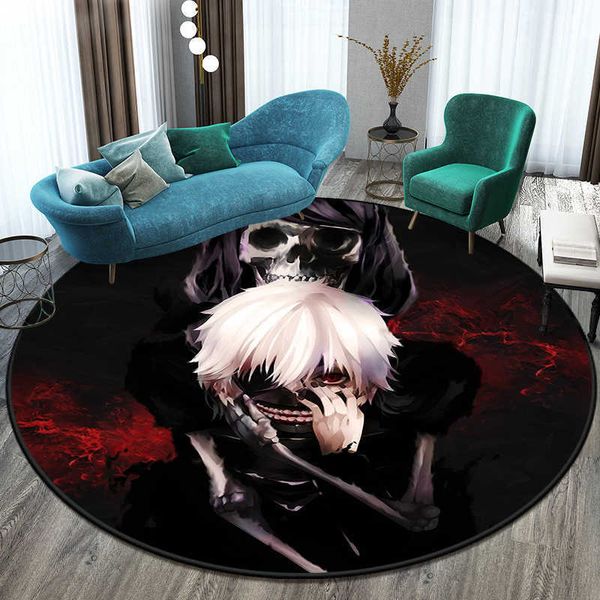 Carpets Anime chaud Tokyo Ghoul Round Tapis pour le salon Mat pour enfants Tapis de sol Mat de yoga chambre à coucher E-Sports Chaise Topshipping R230717