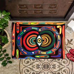 Carpets Hx Evil Eye Dizziness Hallucination DOORMAT 3D graphique Colorful Welcome Mat Flannel Entrée tapis drôle décoratif