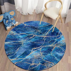 Carpets HX Fashion Round Marble Art Living Room Room pour la maison Tapis de tapis de sol en flanelle