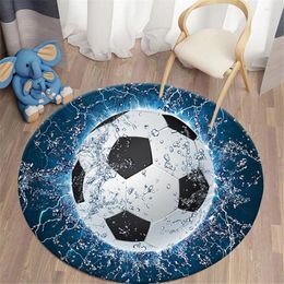 Carpets HX Football Round Carpet salon 3d Print Floor Mat Enfants Chambre de chambre à coucher PAD CHAISE PAD SOCCER DÉCOR HOME