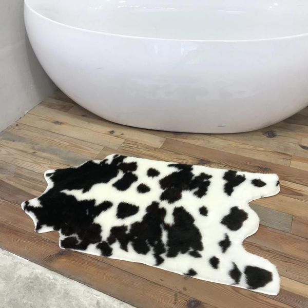 Tapis imité fourrure vache zone tapis et tapis pour salon fenêtre coussin chambre petit déjeuner motif animal 105x60cm