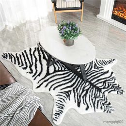 Tapis imitation peau d'animal tapis antidérapant vache zèbre rayé tapis et moquettes pour la maison salon chambre tapis de sol R230725