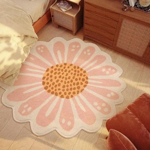 Tapis imitation cachemire tapis chambre couverture de chevet peluche rose coussin tapis tapis