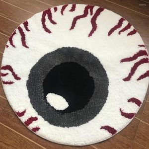 Carpets Imitation Red Silk OeyBoul Strange Rapin Round Tufted Soft Soft Anti-Slip Carpet Halloween Cadeaux Home Decoration Horror Floor Floor Mat