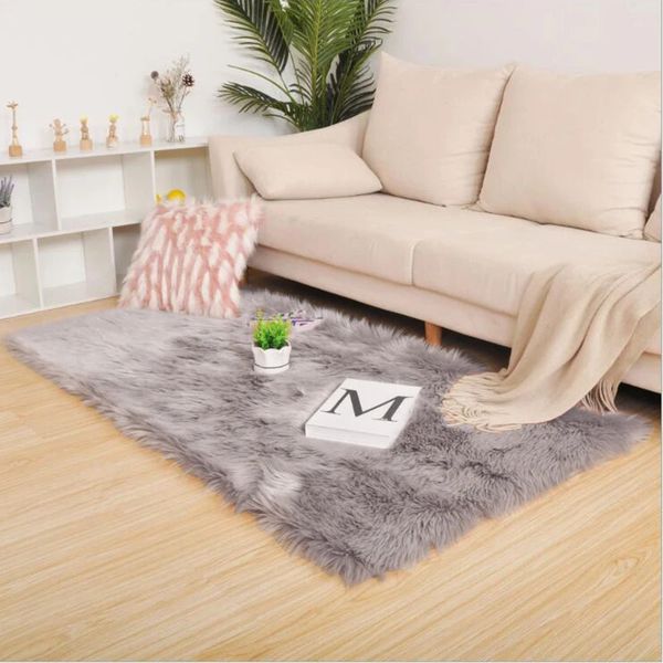 Tapis Imitation laine tapis salon décor doux en peluche rectangulaire canapé pied tapis petits tapis de chevet pour enfants tapis balcon coussin 231204