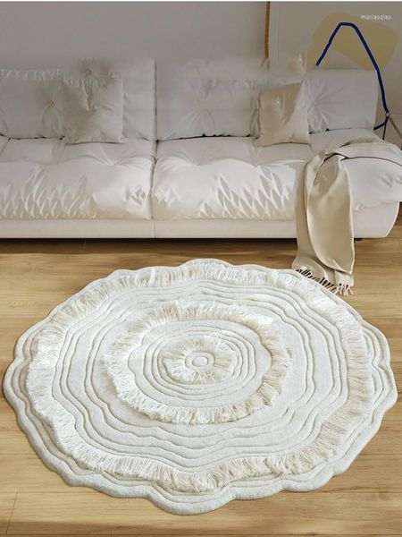 Tapis importé laine tapis blanc fait à la main tapis rond pour salon haute qualité Villa tapis décoration de la maison chambre