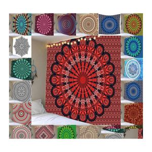 Tapis Inde Mandala Tapisserie Tenture Murale Tapis Boho Décor Tissu Tapisseries Psychédélique Hippie Nuit Lune Murs 20220512 Q2 Drop Dhg7F