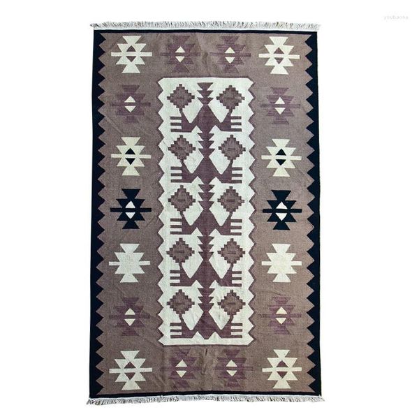 Tapis Inde Laine Tissage Bon Produit Tapis Gazeux Kilim Concis Système De Couleur De Cendre Simple Couleur Vive Couverture De Terregc195kliyg28