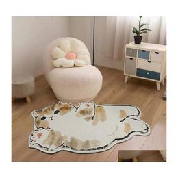 Tapis Ins Dessin Animé Chat Nordique Confortable Chambre Tapis Kawaii Furry Tapis Tapis Sol Doux Salon Canapé Côté Drop Delivery Accueil G Dhzhr