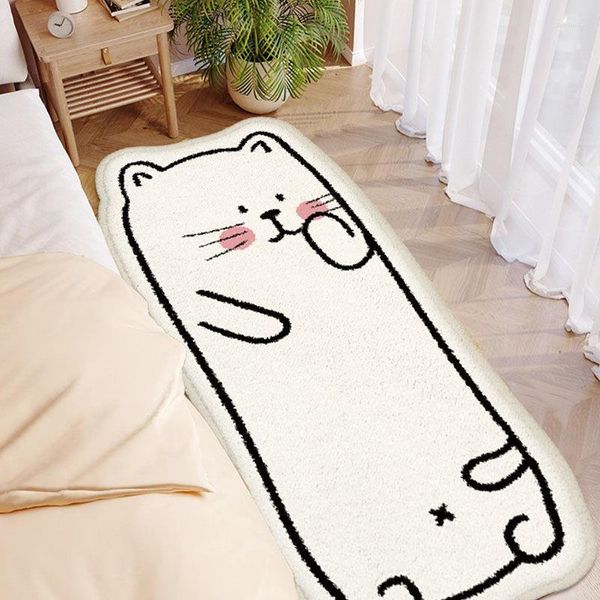 Tapis INS mignon chambre d'enfants dessin animé couverture de chevet blanc nordique chambre tapis balcon baie vitrée longue bande RoomRug