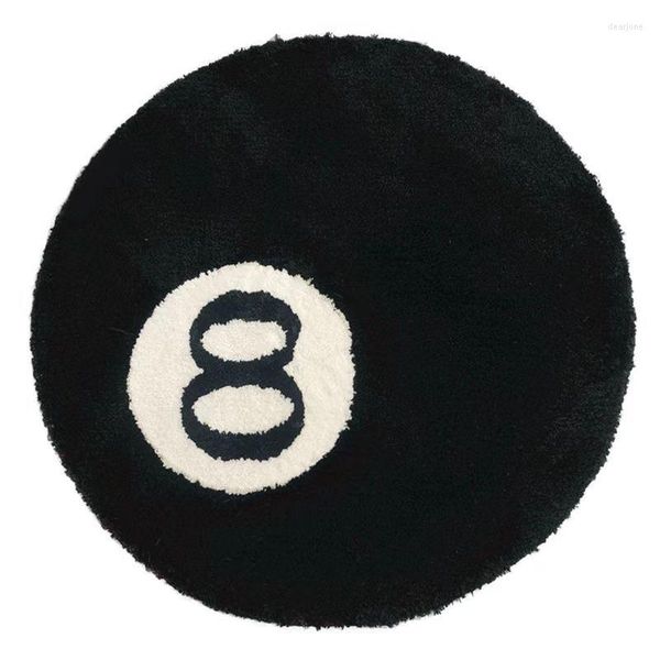 Alfombras Ins Fashion Billiards 8 Ball Rug Soft Chair Pad Antideslizante Baño Floor Mat para niños Dormitorio Retro Black No. Carpet