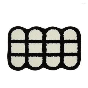 Carpets Ins Fashion Style Black and White Checkerboard Carpet Bathroom Mat Mat à thé Tableau de table de thé Vintage Vierge