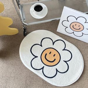 Carpets INS Korean Bathroom Mat Creative Cartoon Cute Sunflower Carpet Home Halway Room Land Japonais Style