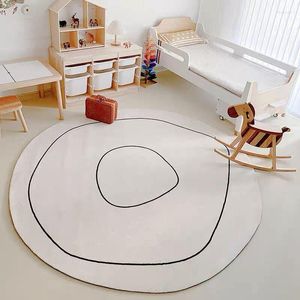 Alfombras Ins Alfombra nórdica Alfombra Sala de estar Mesa de centro redonda Alfombra de piso Área blanca Dormitorio Mesita de noche Decoración suave Alfombras de tatami