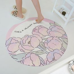 Tapis Ins Style fille salle de bain tapis antidérapant ménage fleur salle de douche ventouse Anti chute sol toilette