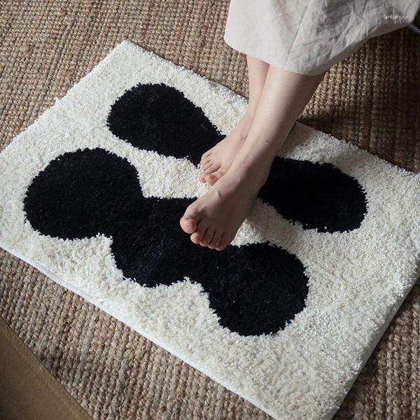 Carpets Ins Style Design personnalisé Flock Flocker Mat de salle de bain Anti-Skid Foot Minimalist Bedroom Entrance Eau Portant absorbant l'eau