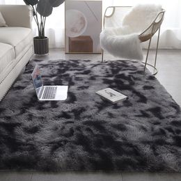 Carpets Instagram Gradient Tie Tapisté moquette en peluche salon table de thé Chambre de cheveux long tapis de chevet de chevet