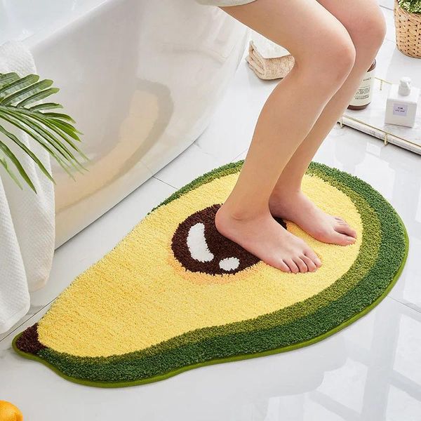 Carpets Fruit irrégulier Chapeur de salle de bain avocat Avocado Super Soft Flocking Bath Ploor Mat