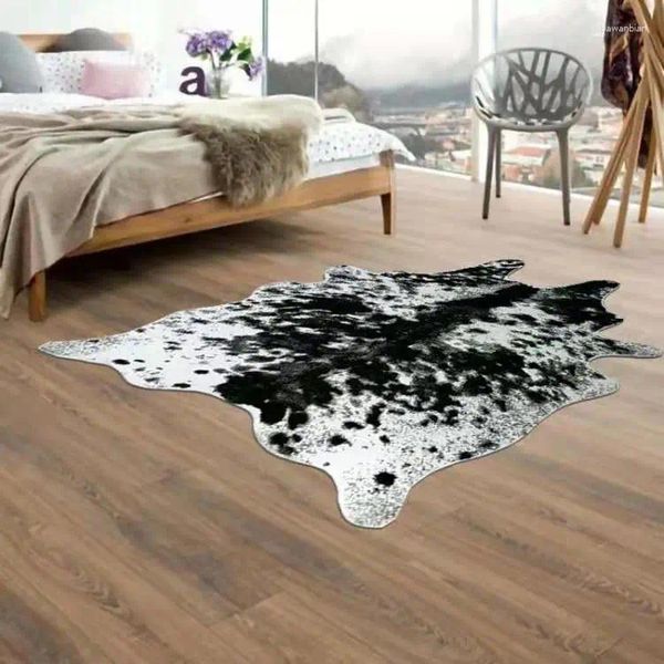 Carpets vache grise irrégulière pour salon décoration de maison pour enfants chambre à coucher sans glissement