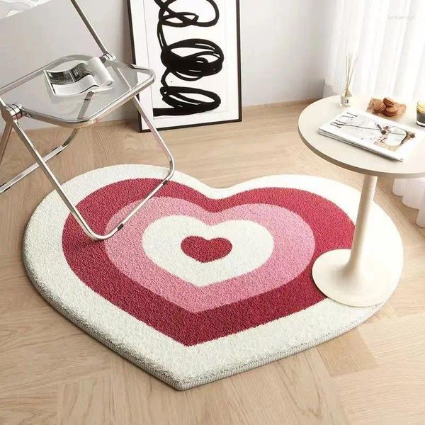 Alfombras imitación de imitación irregular amor alfombra alfombra en forma de corazón de la alfombra de la alfombra del día, la serie del día del día de la altura de la cama antideslizante