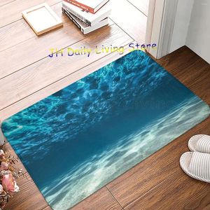 Tapijten ivoorblauwe oceaan deurmatige tapijten grindachtige bodem golvend oppervlak tropisch zeegezichtje abyss onder water zonnige dag afbeelding stof vloermat