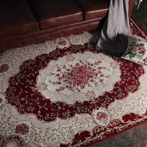 Tapis Jacquard Rouge Moderne Chambre Salon Grand Tapis Doux Couverture De Chevet Antidérapant Cuisine Et Tapis Tapis Tapis