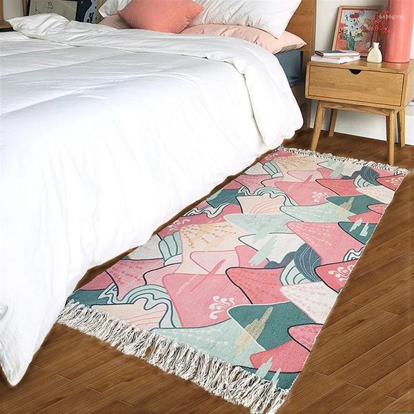 Carpets Japan Style Romantic Rose Pink Mountains Cotton Bedside Tapon 70 160 cm de taille de longueur pour la cuisine de salle de bain de salle de bain