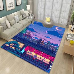 Tapijten Japanse Anime Nachtscène Tapijten Kind Spel Vloermat Super Afdrukken Tapijten Modern Huis Woonkamer Decor Wasbaar Vloerkleed 230928