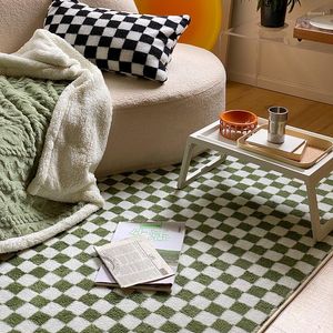 Tapis Style japonais pour salon décor de chambre minimaliste tapis à carreaux tapis de salon en damier tapis de sol en peluche de grande surface