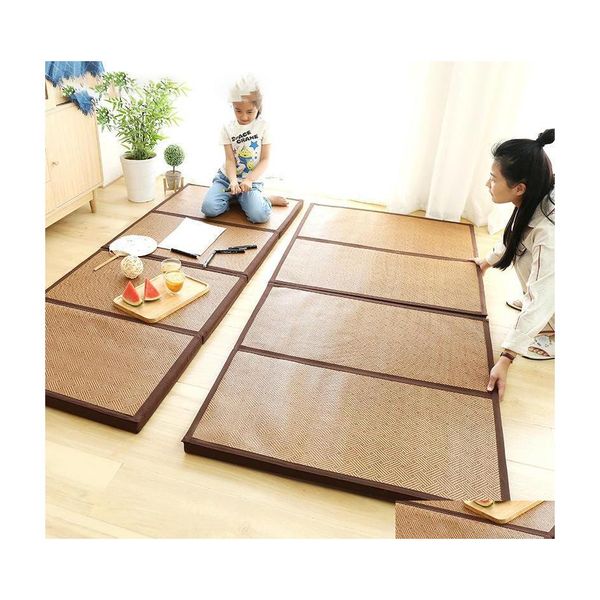 Tapis Japonais Traditionnel Tapis Pliant Épais Tatami Rotin Slee Pad Été Étudiant Enfant Garten Sieste Étage Chambre Drop Delivery Ho Dh4Ae