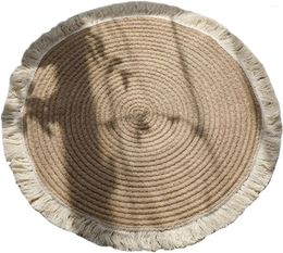 Tapijten jute binnenruimte tapijt tassel bohemian salontafel cirkel worstel vloermat 80 cm