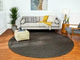 Carpets Jute Natural Floor Scordage Fabriqué à la main Tapis rond moderne 60x60 cm Décoration de foyer de chambre à coucher réversible