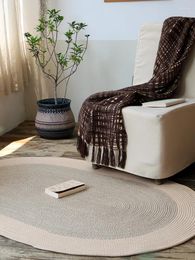 Tapis jute tapis ovale à main le plateau tissé tapis salon salon thehouse wabi-sabi chambre lit couverture d'herbe ordinaire japonais