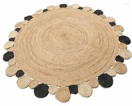 Tapijten jute tapijt cirkel handgemaakt ronde decoratieve 2x2 voet gevlochten look tapijtoppervlak voor woonkamer