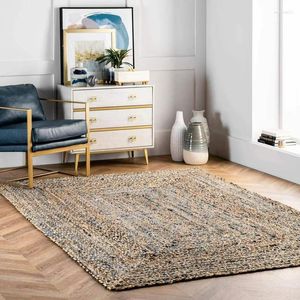 Alfombras alfombra de yute alfombra natural trenzada 90x360 cm reversible alfombras rústicas modernas para la sala de estar decoración de la sala de estar en el hogar