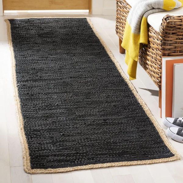 Tapis de jute de jute naturel en cuir tissé à la main.