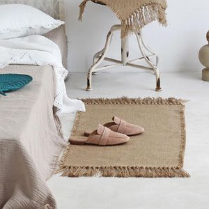 Tapis Jute Weave Mat Tissé À La Main Pour Salon Chambre Décorer La Maison Tapis Sol Porte Zone Tapis Tapete Chemins De Table