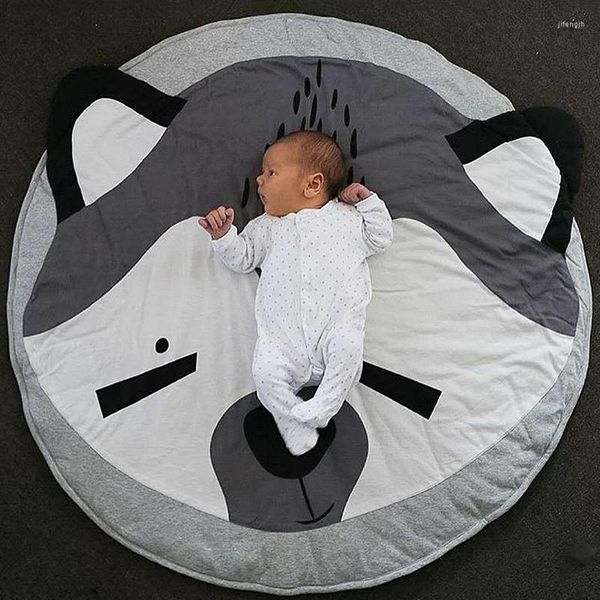 Tapis Kawaii imprimé Animal Koala Panda rond coton tapis doux dormir bébé tapis de jeu activité salle décoration