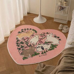 Tapijten kawaii slaapkamer tapijt cartoon konijn tapijten voor woonkamer kind baby slaapkamer speelmat non slip ronde vloer matten kamer decor tapis
